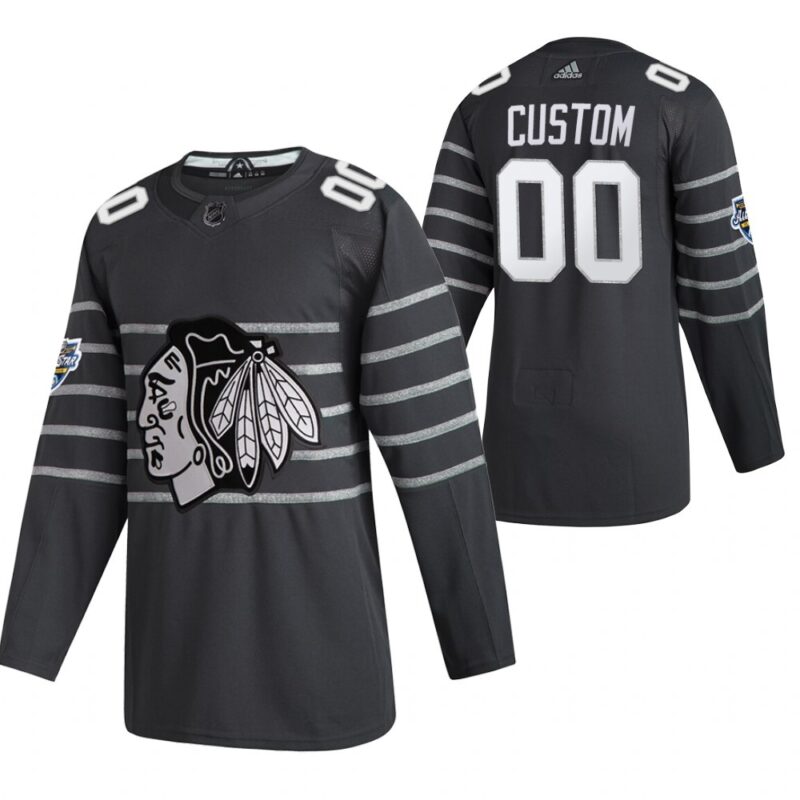 6861761656b79_1 Men's Chicago Blackhawks 2020 Grey All Star Custom Name Number Size NHL Stitched Jersey
