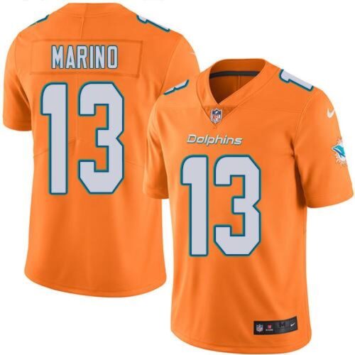 6861764f23d2e_1 Dolphins #13 Dan Marino Orange Youth Stitched NFL Limited Rush Jersey