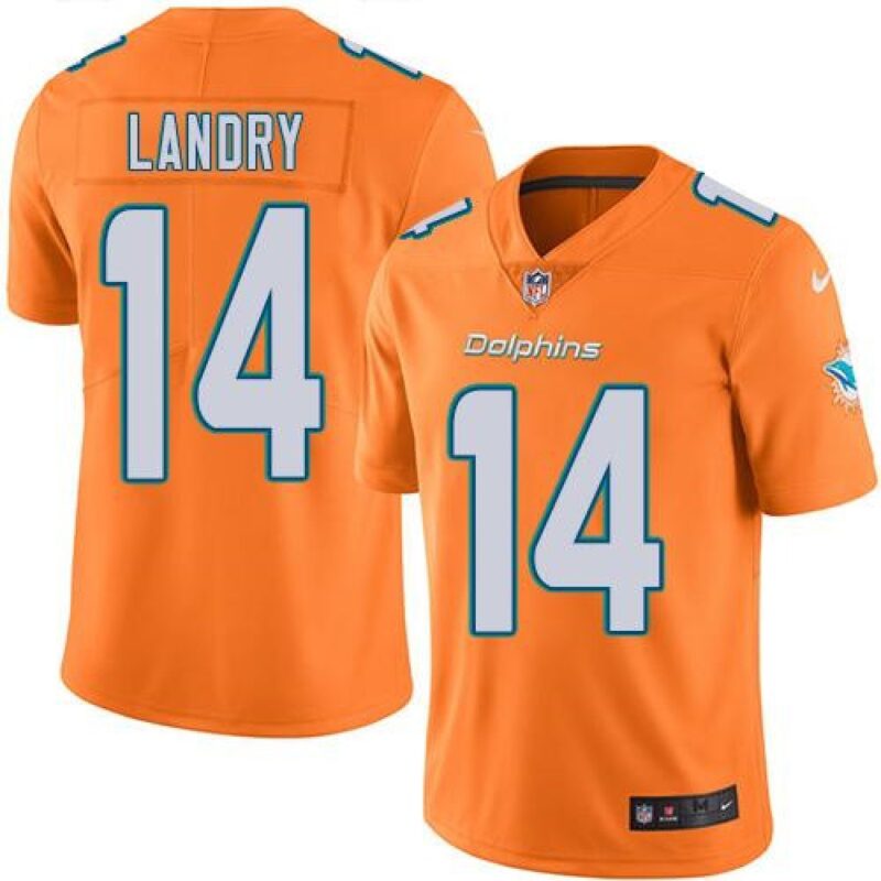 68617651b441d_1 Dolphins #14 Jarvis Landry Orange Youth Stitched NFL Limited Rush Jersey