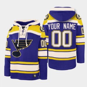 68617677a3b9f_1 Men's St. Louis Blues Active Player Custom Blue Ageless Must-Have Lace-Up Pullover Hoodie