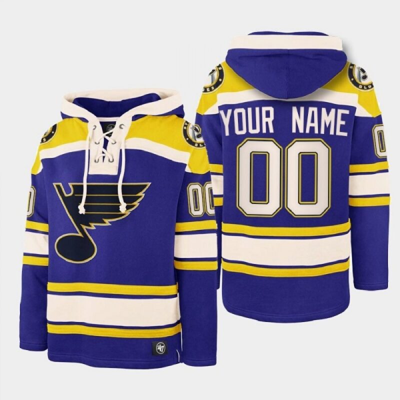 68617677a3b9f_1 Men's St. Louis Blues Active Player Custom Blue Ageless Must-Have Lace-Up Pullover Hoodie