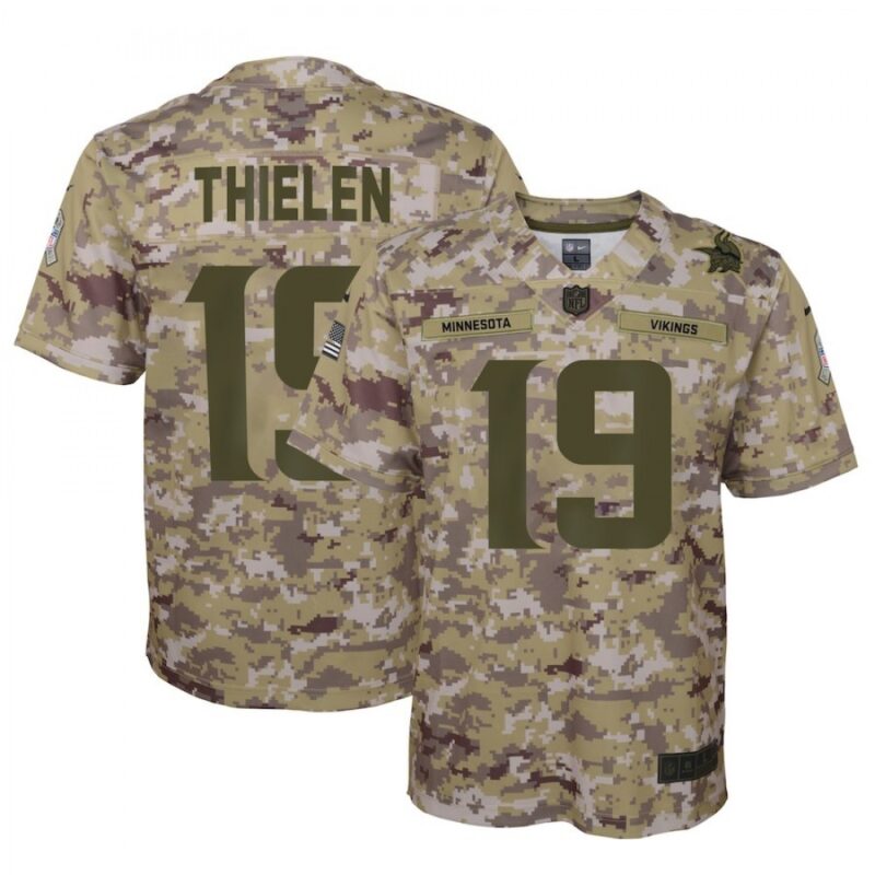 686176bceb0e9_1 Youth Minnesota Vikings#19 Adam Thielen 2018 Camo Salute to Service Limited Stitched NFL Jersey