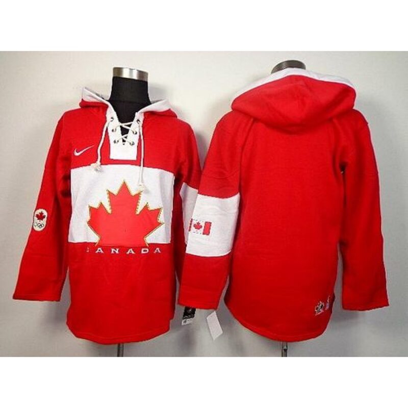 686177a9650d7_1 Olympic CA. Blank Red Sawyer Hooded Sweatshirt Stitched NHL Jersey