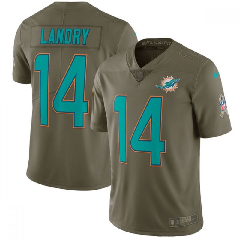 686177d5b75b4_1 Youth Miami Dolphins #14 Jarvis Landry Olive Salute To Service Limited Stitched NFL Jersey