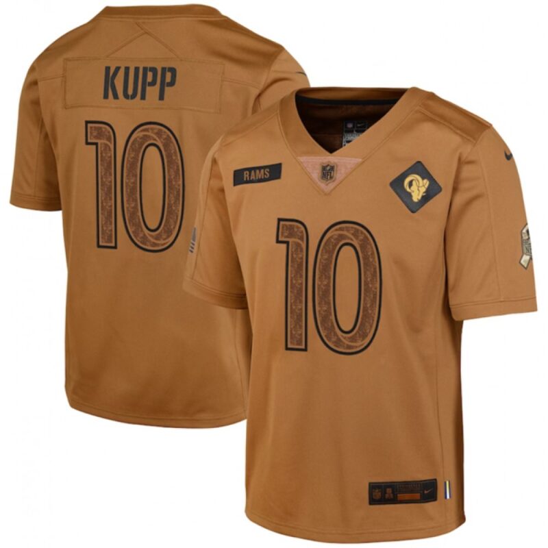 686177f30cfdf_1 Youth Los Angeles Rams #10 Cooper Kupp 2023 Brown Salute To Service Limited Stitched Football Jersey