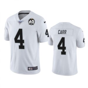 686178893ca70_1 Youth Oakland Raiders #4 Derek Carr White 2019 100th Season With 60 Patch Vapor Untouchable Limited Stitched NFL Jersey
