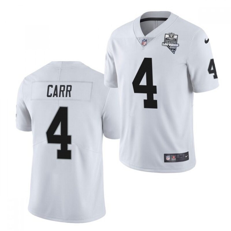 686178949ed7c_1 Youth Oakland Raiders #4 Derek Carr 2020 White Inaugural Season Vapor Limited Stitched Jersey