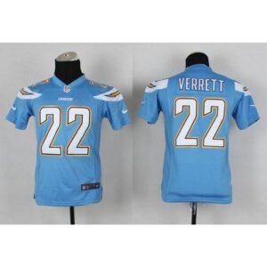 686178e1a6602_1 Chargers #22 Jason Verrett Electric Blue Alternate Youth Stitched NFL New Elite Jersey
