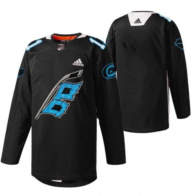 6861795444863_1 Men's Carolina Hurricanes Blank 2022 Black Warm-up Stitched Jersey