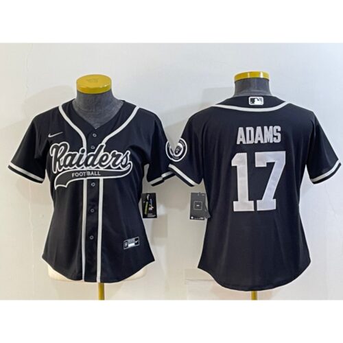 686179731d06e_1 Youth Las Vegas Raiders #17 Davante Adams Black With Patch Cool Base Stitched Baseball Jersey