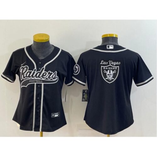 686179857b8dc_1 Youth Las Vegas Raiders Black Team Big Logo With Patch Cool Base Stitched Baseball Jersey