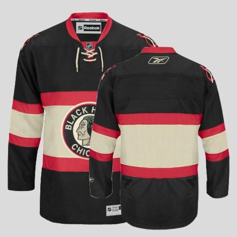 6861798bbca13_1 Blackhawks Blank Stitched Black New Third NHL Jersey