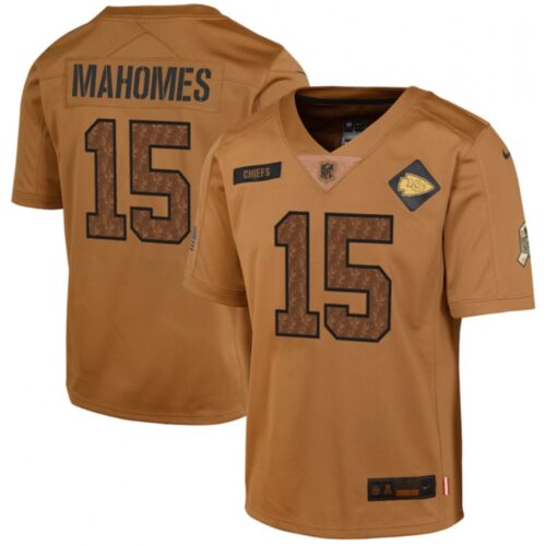 68617a9055921_1 Youth Kansas City Chiefs #15 Patrick Mahomes 2023 Brown Salute To Service Limited Stitched Football Jersey