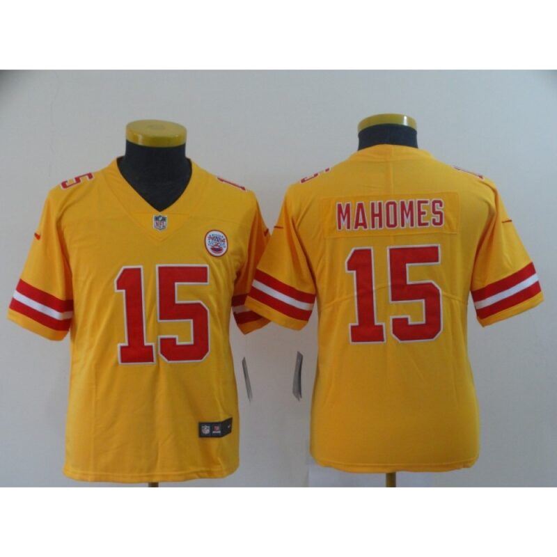 68617a9b1cbd7_1 Youth Kansas City Chiefs #15 Patrick Mahomes Gold Inverted Legend Stitched NFL Jersey