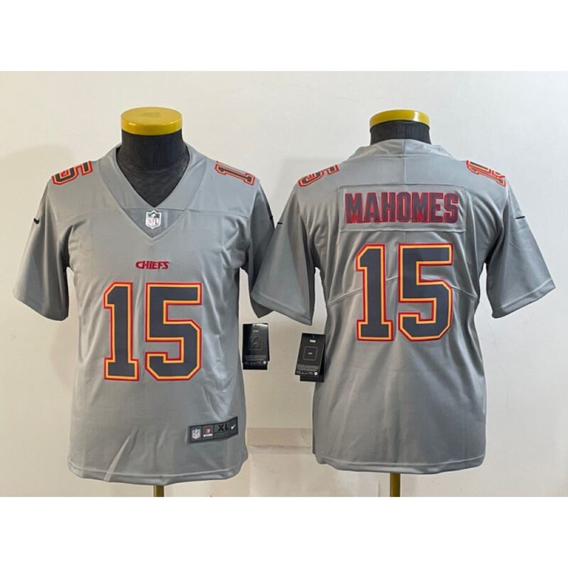 68617ab6ce9b3_1 Youth Kansas City Chiefs #15 Patrick Mahomes Grey Atmosphere Fashion Stitched Jersey