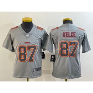 68617ab9912f3_1 Youth Kansas City Chiefs #87 Travis Kelce Grey Atmosphere Fashion Stitched Jersey