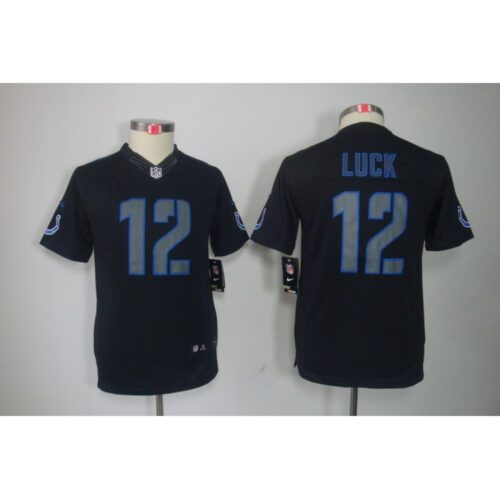 68617b8ab1c1a_1 Youth Indianapolis Colts #12 Andrew Luck Black Impact Limited Stitched NFL Jersey