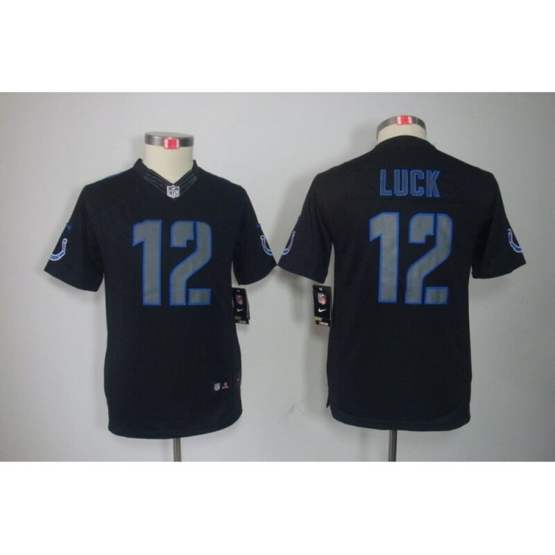 68617b8ab1c1a_1 Youth Indianapolis Colts #12 Andrew Luck Black Impact Limited Stitched NFL Jersey