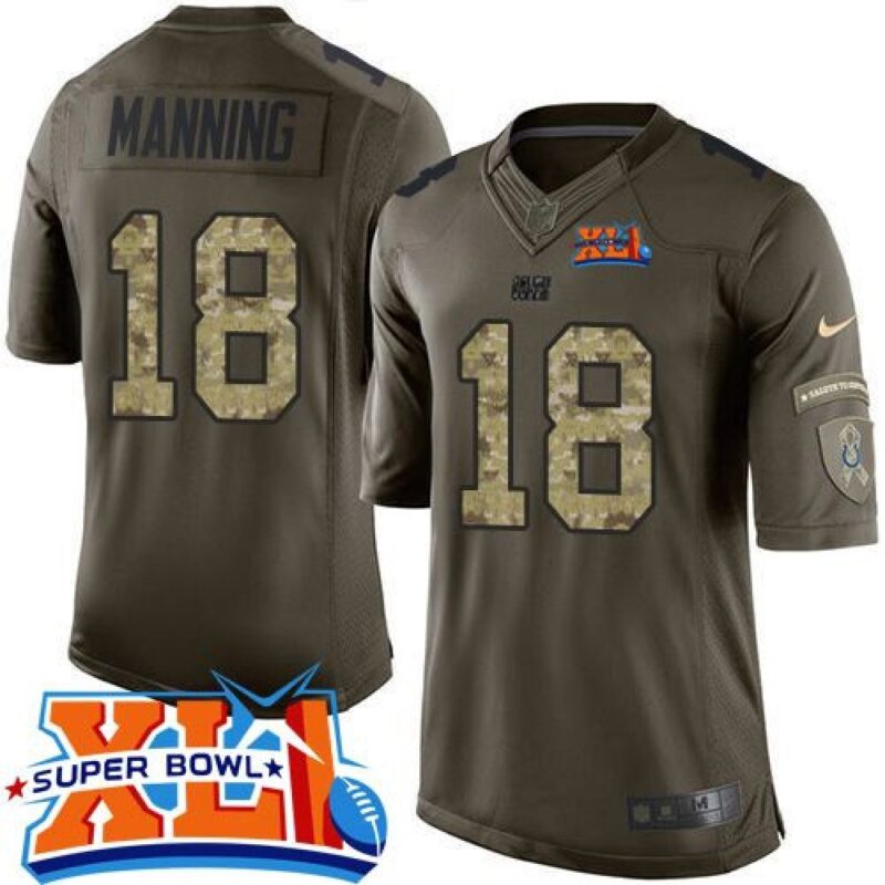 68617bdb13de4_1 Colts #18 Peyton Manning Green Super Bowl XLI Youth Stitched NFL Limited Salute to Service Jersey