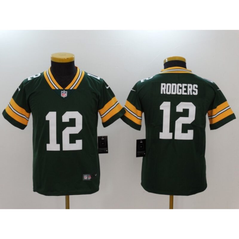 68617c77be89d_1 Youth Green Bay Packers #12 Aaron Rodgers Green Vapor Untouchable Limited Jersey