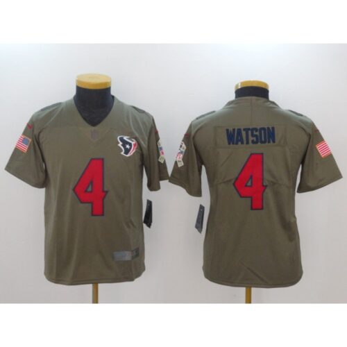 68617d824b31d_1 Youth Houston Texans #4 Deshaun Watson Olive Salute To Service Limited Stitched NFL Jersey