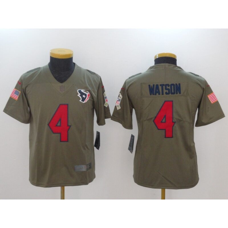68617d824b31d_1 Youth Houston Texans #4 Deshaun Watson Olive Salute To Service Limited Stitched NFL Jersey