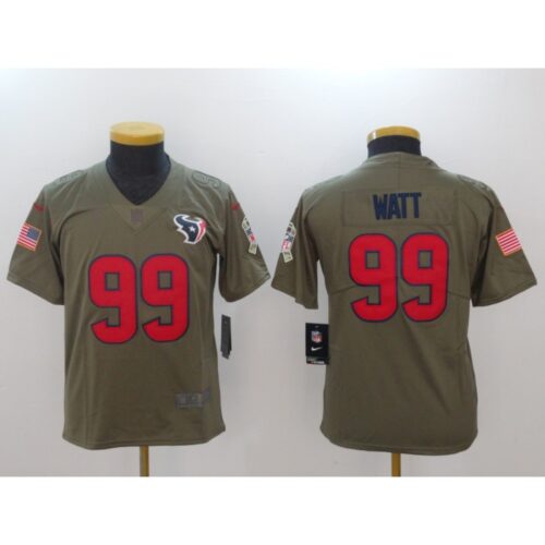 68617d84efa73_1 Youth Houston Texans #99 J.J. Watt Olive Salute To Service Limited Stitched NFL Jersey