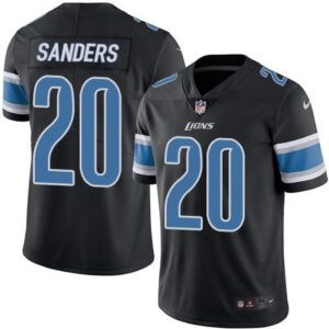68617df6e6f75_1 Lions #20 Barry Sanders Black Youth Stitched NFL Limited Rush Jersey