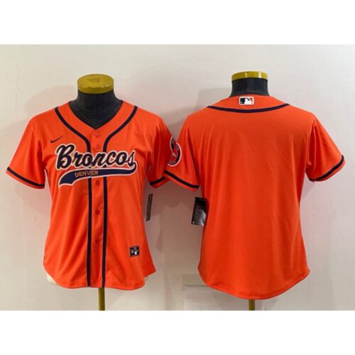 68617e7911a2a_1 Youth Denver Broncos Blank Orange With Patch Cool Base Stitched Baseball Jersey