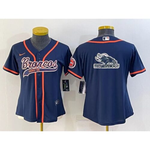 6861807ce9e22_1 Youth Denver Broncos Navy Team Big Logo With Patch Cool Base Stitched Baseball Jersey