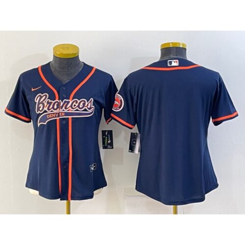 6861807f93b49_1 Youth Denver Broncos Blank Navy With Patch Cool Base Stitched Baseball Jersey