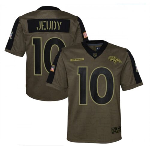 6861808a70ac3_1 Youth Denver Broncos #10 Jerry Jeudy 2021 Olive Salute To Service Limited Stitched Jersey