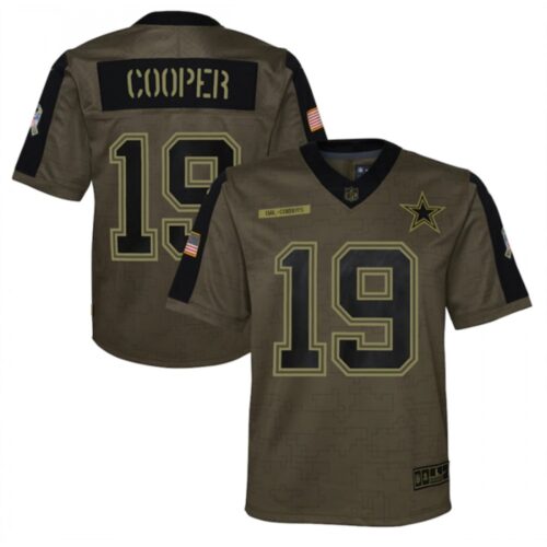 686180b5d386f_1 Youth Dallas Cowboys #19 Amari Cooper 2021 Olive Salute To Service Limited Stitched Jersey