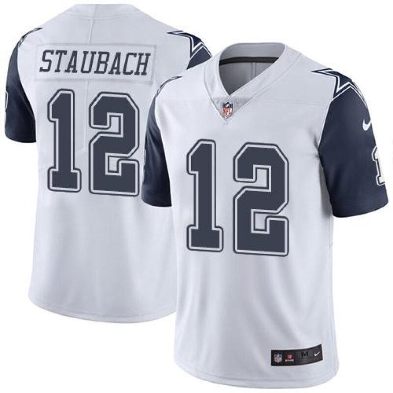 68618111ec4c3_1 Cowboys #12 Roger Staubach White Youth Stitched NFL Limited Rush Jersey