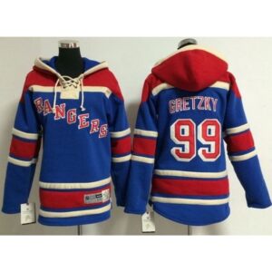 6861814625f0d_1 Rangers #99 Wayne Gretzky Blue Sawyer Hooded Sweatshirt Stitched Youth NHL Jersey