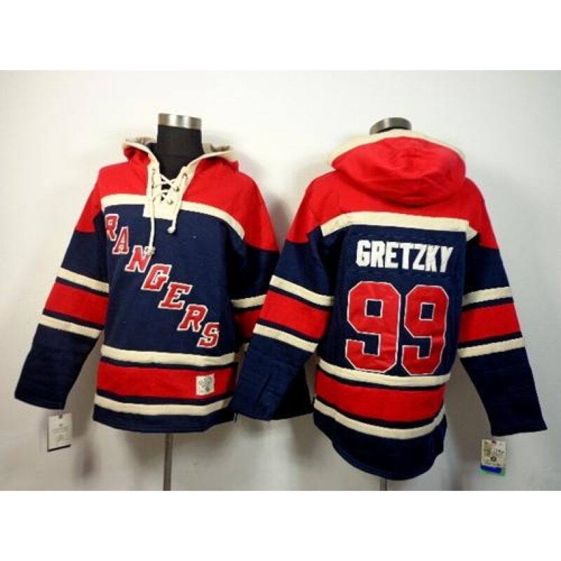 6861814bafade_1 Rangers #99 Wayne Gretzky Navy Blue Sawyer Hooded Sweatshirt Stitched NHL Jersey