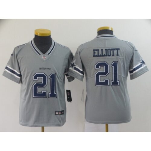 6861817187b3d_1 Youth Dallas Cowboys #21 Ezekiel Elliott Gary Inverted Legend Stitched NFL Jersey