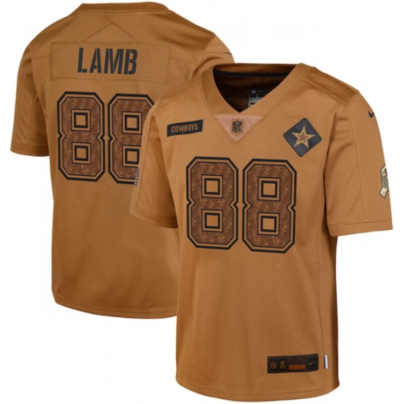 68618176f19b6_1 Youth Dallas Cowboys #88 CeeDee Lamb 2023 Brown Salute To Service Limited Stitched Football Jersey