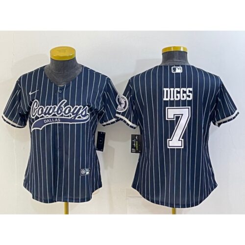 686181f44e955_1 Youth Dallas Cowboys #7 Trevon Diggs Navy With Patch Cool Base Stitched Baseball Jersey