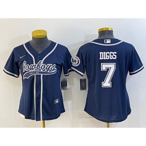 686181f6f04ed_1 Youth Dallas Cowboys #7 Trevon Diggs Navy With Patch Cool Base Stitched Baseball Jersey