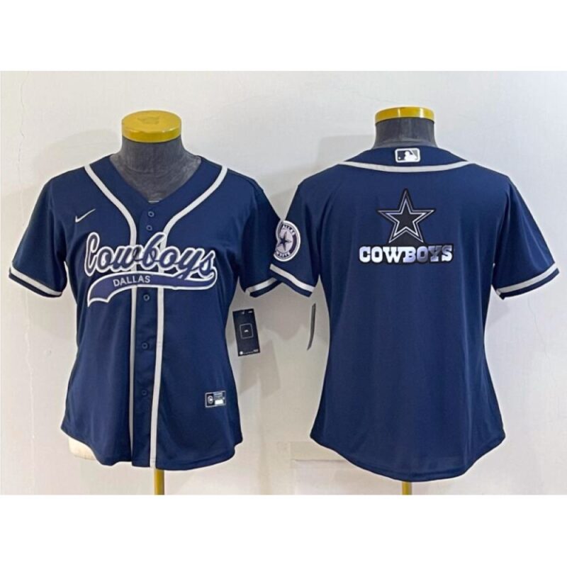 686181ff6ce9a_1 Youth Dallas Cowboys Navy Team Big Logo With Patch Cool Base Stitched Baseball Jersey