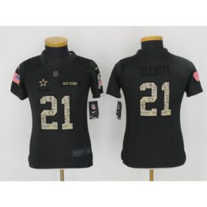 6861829c4566f_1 Youth Dallas Cowboys #21 Ezekiel Elliott Black Salute to Service Limited Stitched NFL Jersey