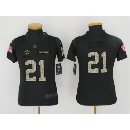 6861829c4566f_1 Youth Dallas Cowboys #21 Ezekiel Elliott Black Salute to Service Limited Stitched NFL Jersey