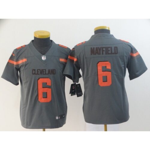 686182d418dd1_1 Youth Cleveland Browns #6 Baker Mayfield Gray Inverted Legend Stitched NFL Jersey