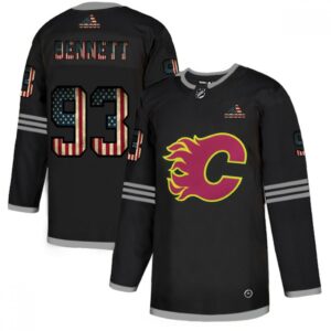 6861832774e67_1 Men's Calgary Flames #93 Sam Bennett 2020 Grey USA Flag Stitched NHL Jersey