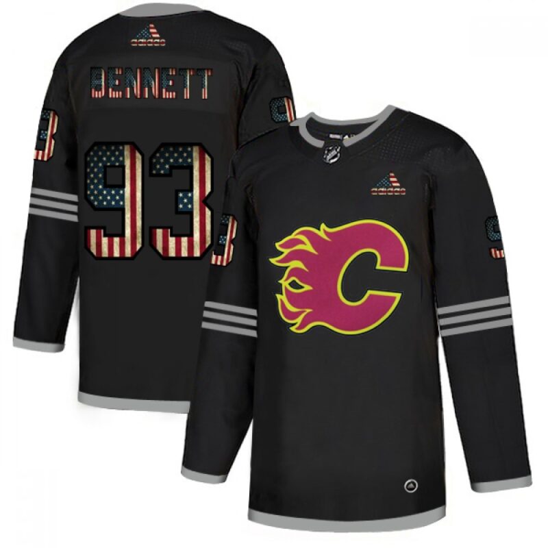 6861832774e67_1 Men's Calgary Flames #93 Sam Bennett 2020 Grey USA Flag Stitched NHL Jersey