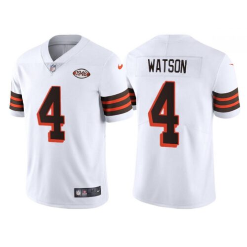 6861832940cd1_1 Youth Cleveland Browns #4 Deshaun Watson White 1946 Collection Vapor Untouchable Limited Stitched Jersey
