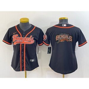 6861837b655c3_1 Youth Cincinnati Bengals Black Team Big Logo With Patch Cool Base Stitched Baseball Jersey
