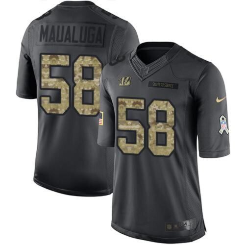 Bengals #58 Rey Maualuga Black Youth Stitched NFL Limited 2016 Salute to Service Jersey