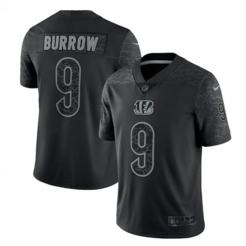 686183c57a9cc_1 Youth Cincinnati Bengals #9 Joe Burrow Black Reflective Limited Stitched Football Jersey